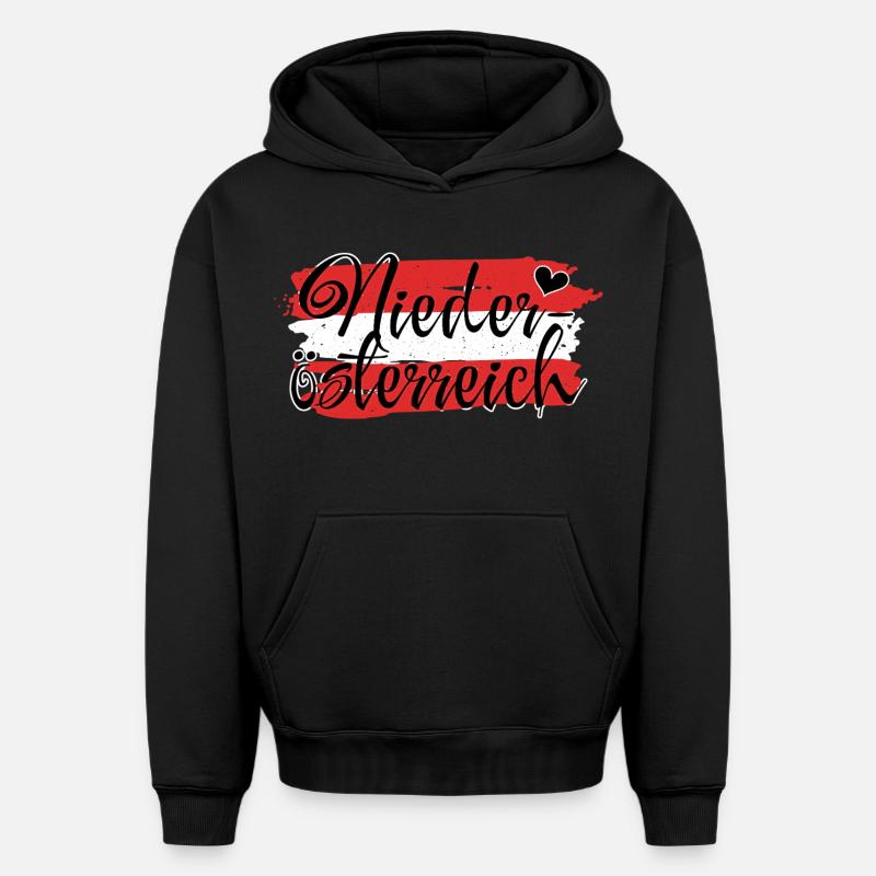 Drapeau Autriche Basse-Autriche - Sweat à capuche unisexe oversize épais SPREAD - noir