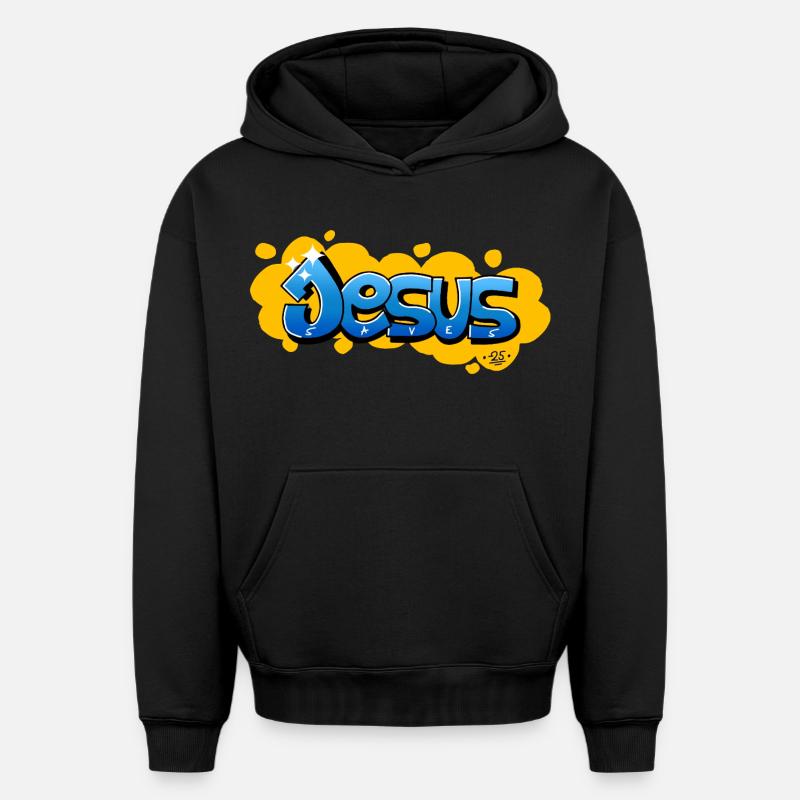 Jésus sauve - Sweat à capuche unisexe oversize épais SPREAD - noir