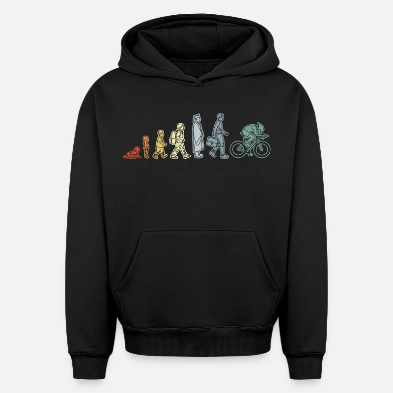 Radfahrer Evolution - Oversized Heavyweight Unisex Hoodie - Schwarz