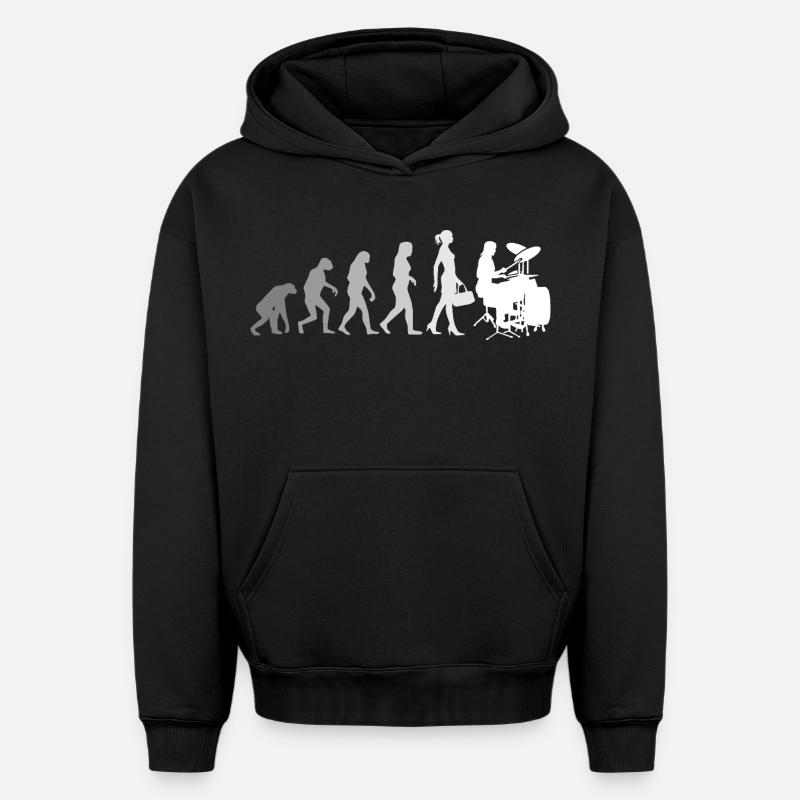 Evolution Schlagzeugerin Percussionniste - Sweat à capuche unisexe oversize épais SPREAD - noir
