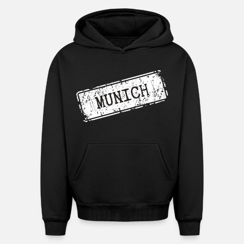 Munich - Sweat à capuche unisexe oversize épais SPREAD - noir