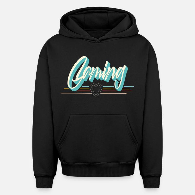 Jeu - Sweat à capuche unisexe oversize épais SPREAD - noir