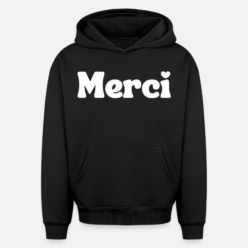 Merci - Sweat à capuche unisexe oversize épais SPREAD - noir