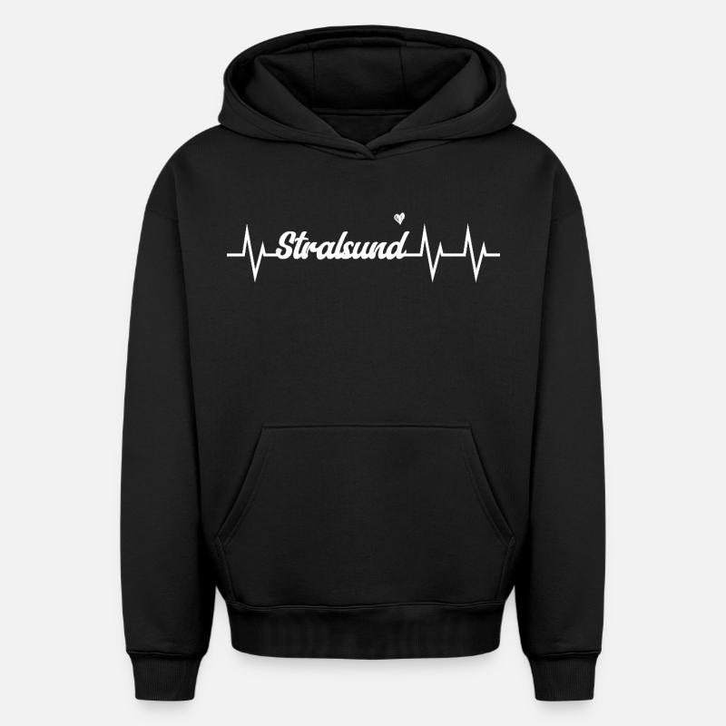 Heartbeat Stralsund - Sweat à capuche unisexe oversize épais SPREAD - noir