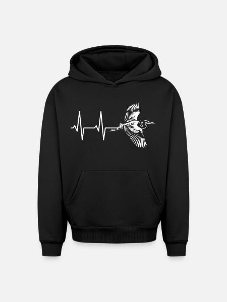 Vogel im Herzschlag Design - Oversized Heavyweight Unisex Hoodie - Schwarz