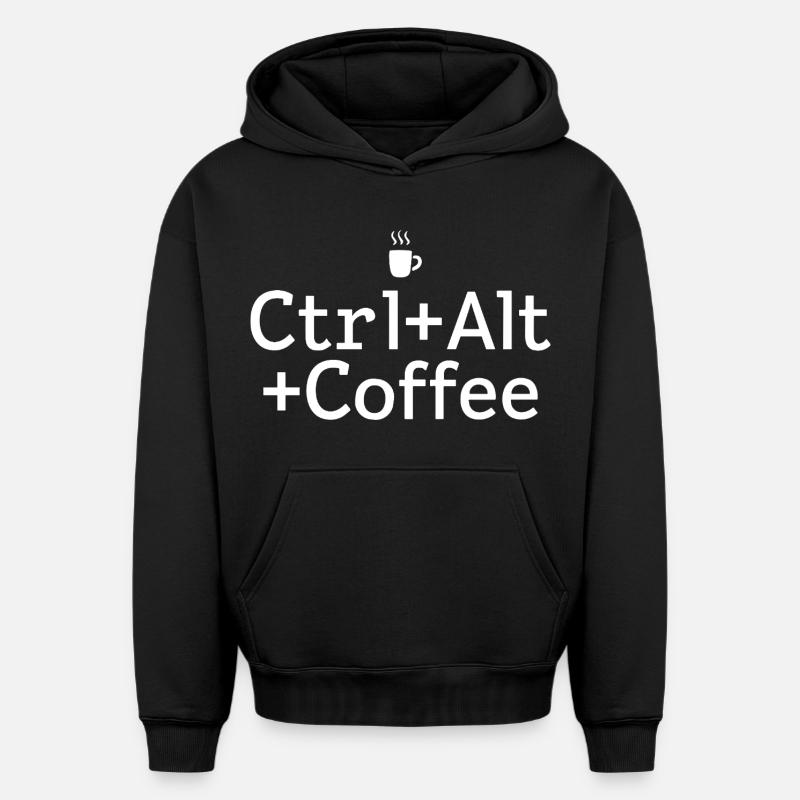 Kaffee-pause Ctrl-Alt-Café - Sweat à capuche unisexe oversize épais SPREAD - noir