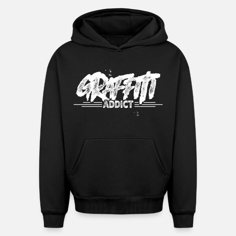 Graffiti - Sweat à capuche unisexe oversize épais SPREAD - noir