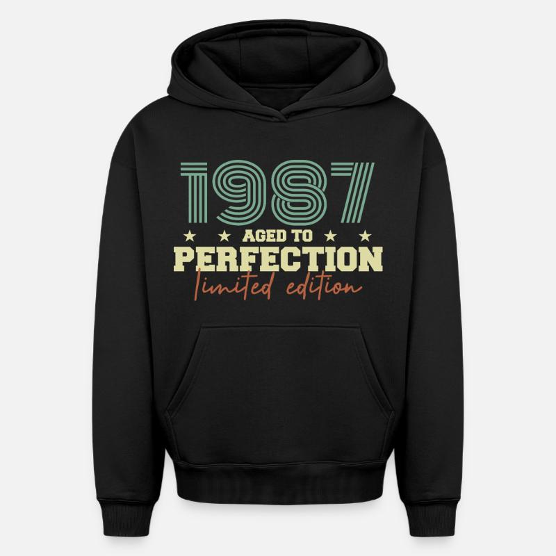1987 - Sweat à capuche unisexe oversize épais SPREAD - noir