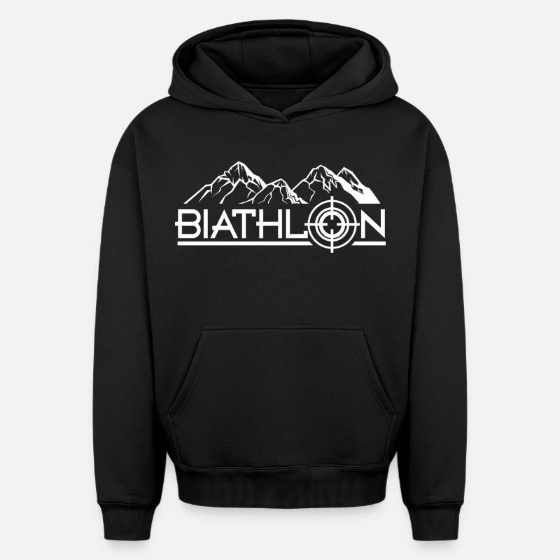 biathlon  - Sweat à capuche unisexe oversize épais SPREAD - noir