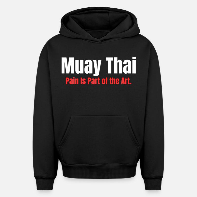 Eight Limbs. One Mind. | Muay Thai - Sweat à capuche unisexe oversize épais SPREAD - noir