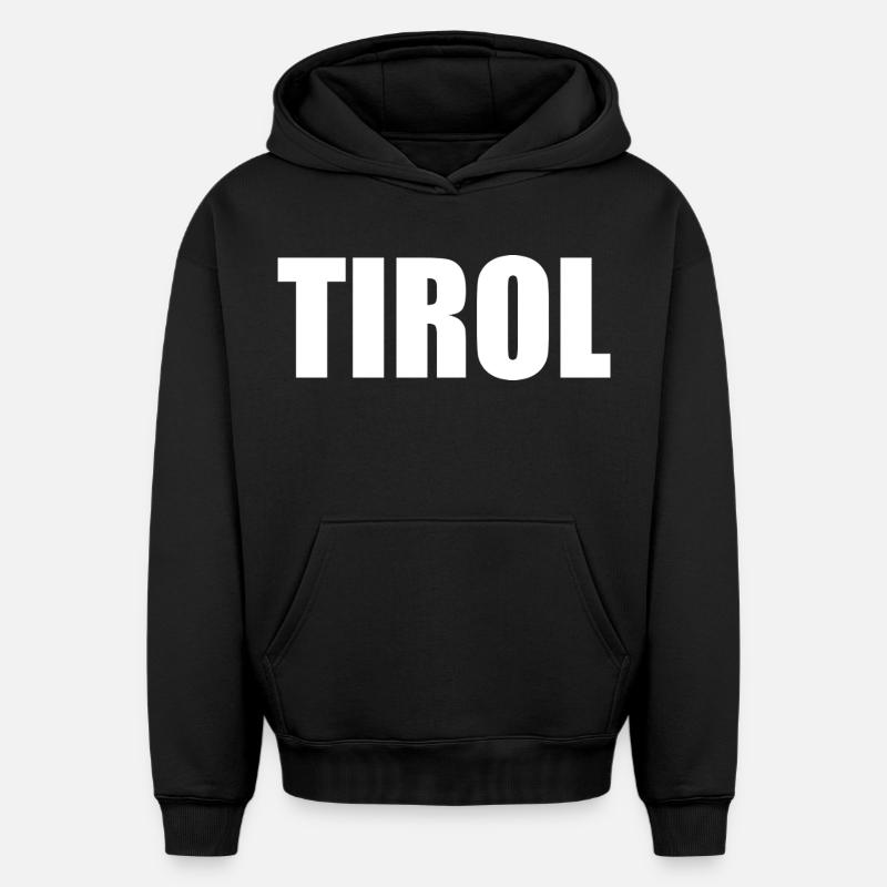 Logo TIROL blanc - Sweat à capuche unisexe oversize épais SPREAD - noir
