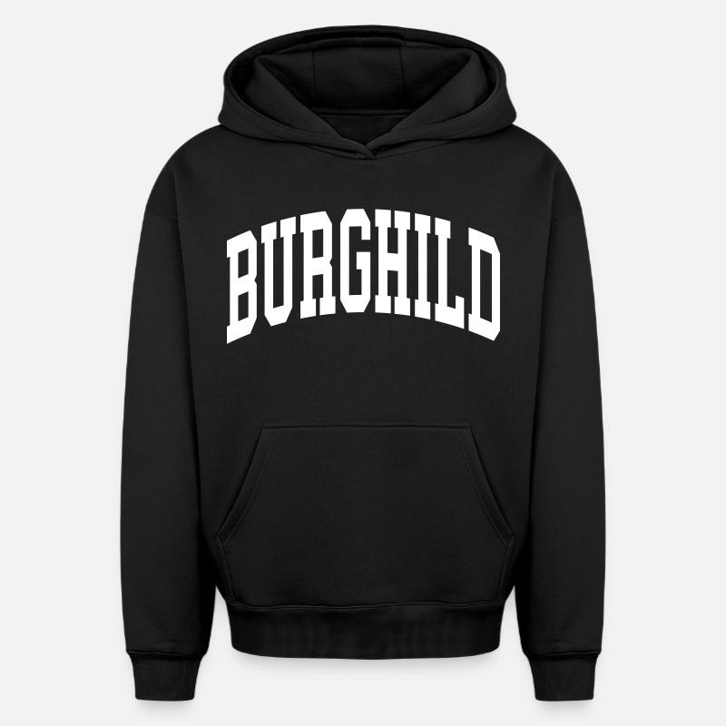 Burghild - Sweat à capuche unisexe oversize épais SPREAD - noir