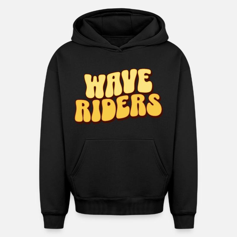 Surf Surfen Surfer - Sweat à capuche unisexe oversize épais SPREAD - noir