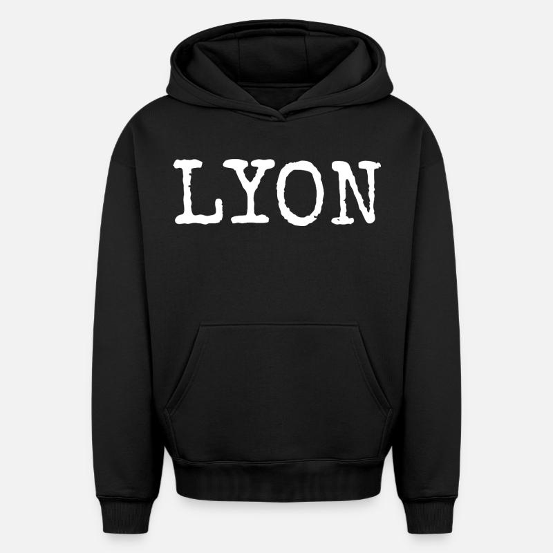 Lyon - Sweat à capuche unisexe oversize épais SPREAD - noir