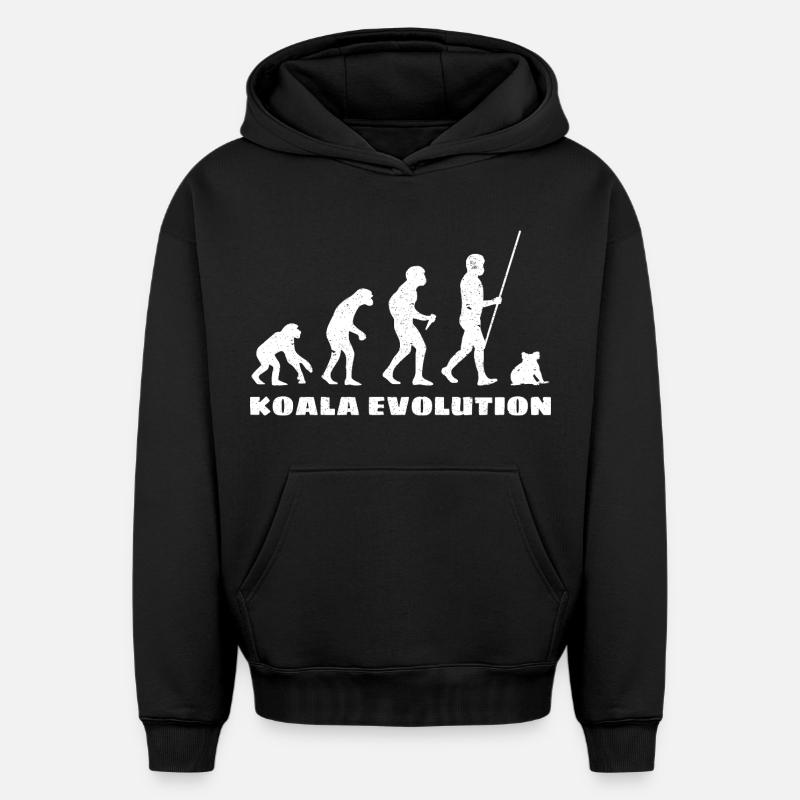 Koala Evolution - Oversized Heavyweight Unisex Hoodie - Schwarz