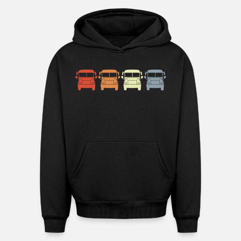 Bus rétro - Sweat à capuche unisexe oversize épais SPREAD - noir