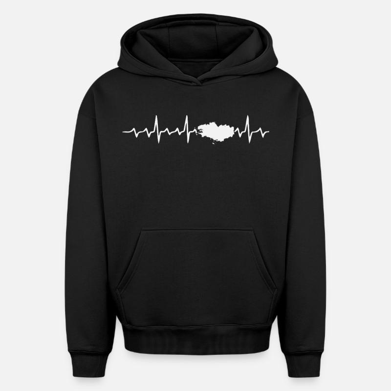 électrocardiogramme ECG breton - Sweat à capuche unisexe oversize épais SPREAD - noir