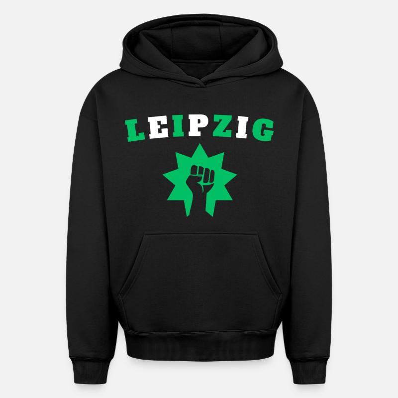 Leipzig - Sweat à capuche unisexe oversize épais SPREAD - noir