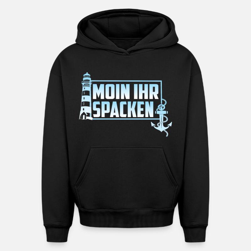 MOIN VOTRE SPACKEN - Sweat à capuche unisexe oversize épais SPREAD - noir