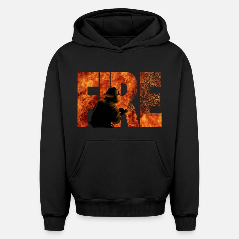 Firefighter - Sweat à capuche unisexe oversize épais SPREAD - noir