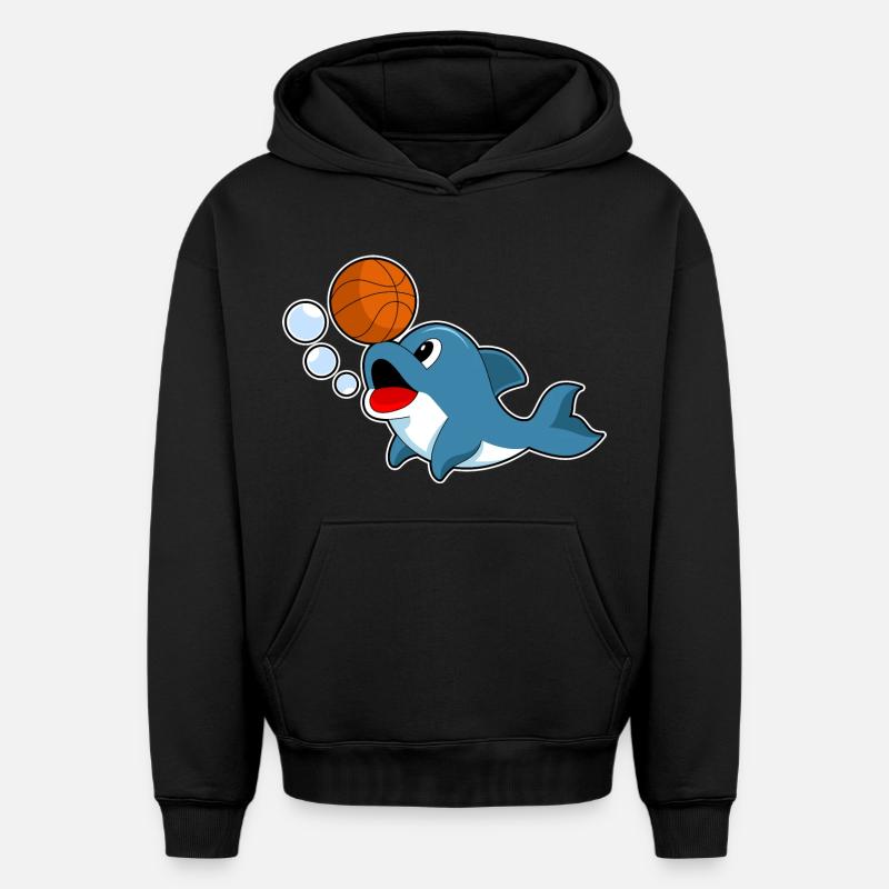 Dolphin Basketteur Basketteur - Sweat à capuche unisexe oversize épais SPREAD - noir