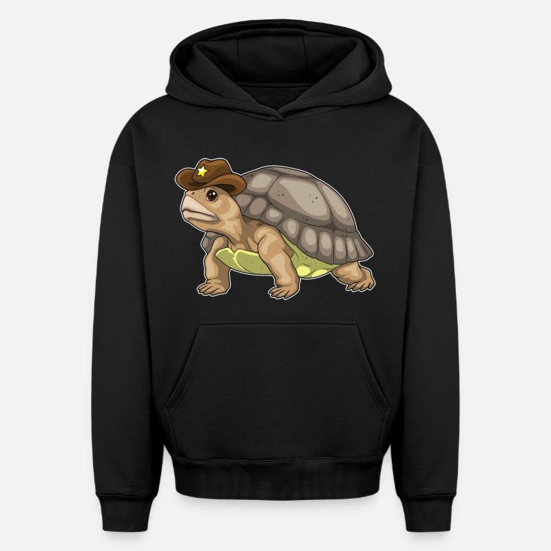 Turtle Sheriff Sheriff's Hat - Oversized Heavyweight Unisex Hoodie - black