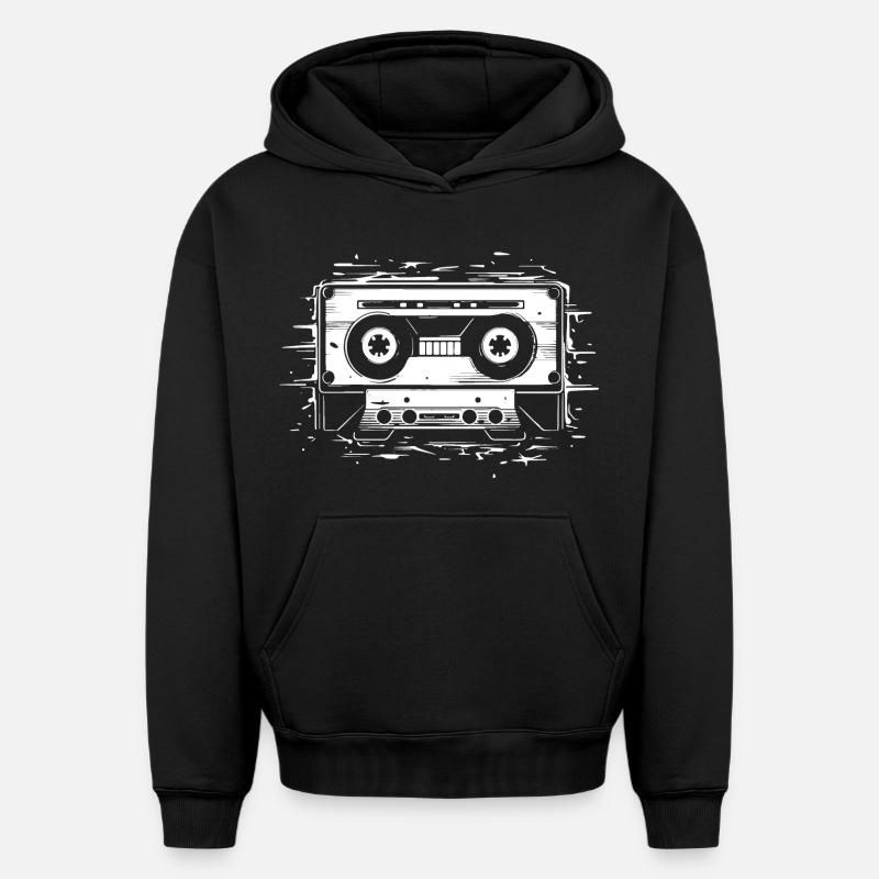 Cassette audio - Sweat à capuche unisexe oversize épais SPREAD - noir