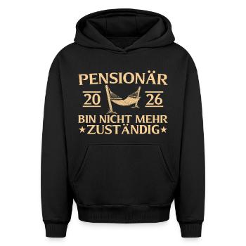 Fonctionnaire d’adieu 2026 pour retraité - Sweat à capuche unisexe oversize épais SPREAD - noir - Devant - AI Model Female 172 light (172cm) & AI Model Male 185 light (185cm)