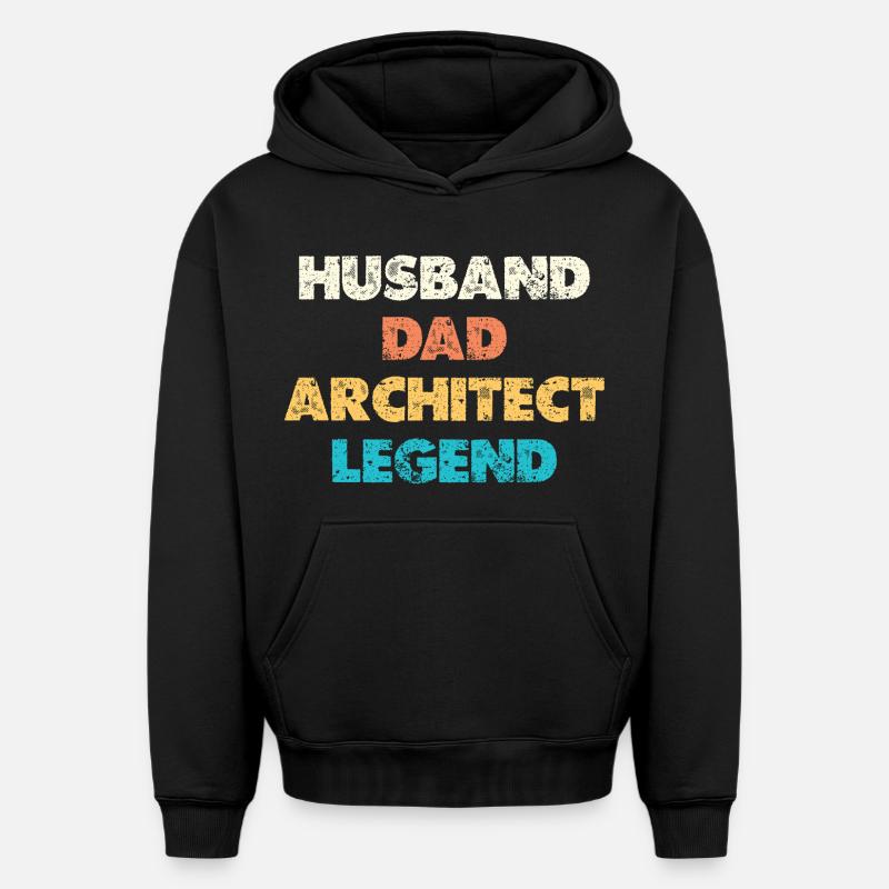 Mari Père Architecte Légende - Sweat à capuche unisexe oversize épais SPREAD - noir