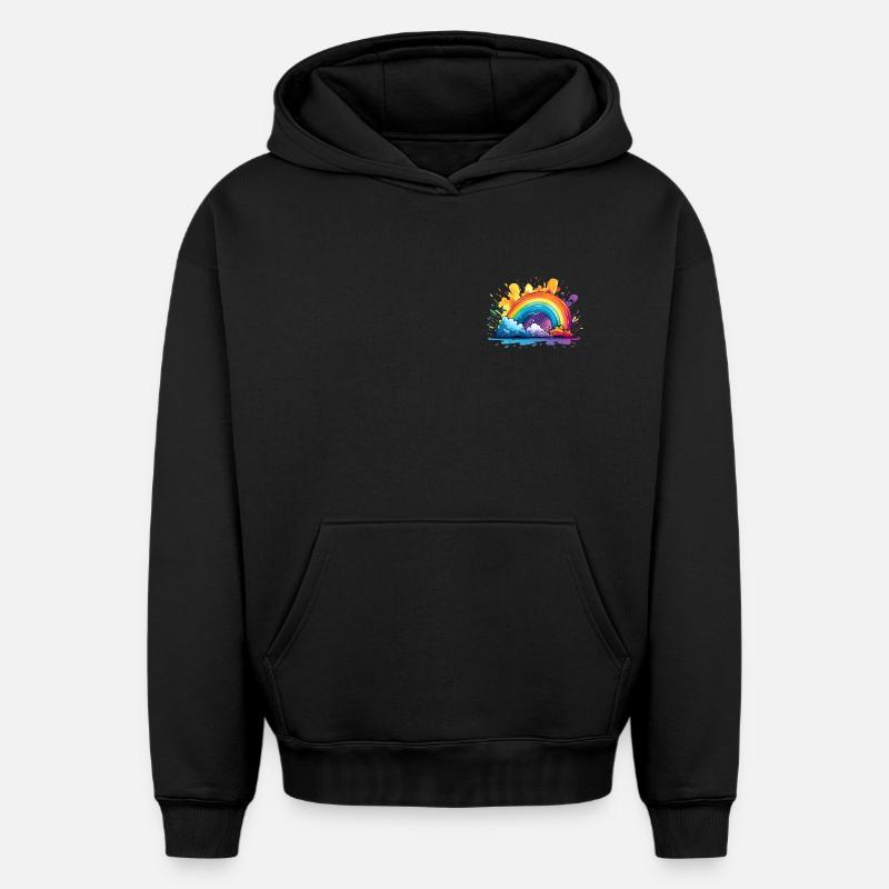Votre arc-en-ciel - Sweat à capuche unisexe oversize épais SPREAD - noir