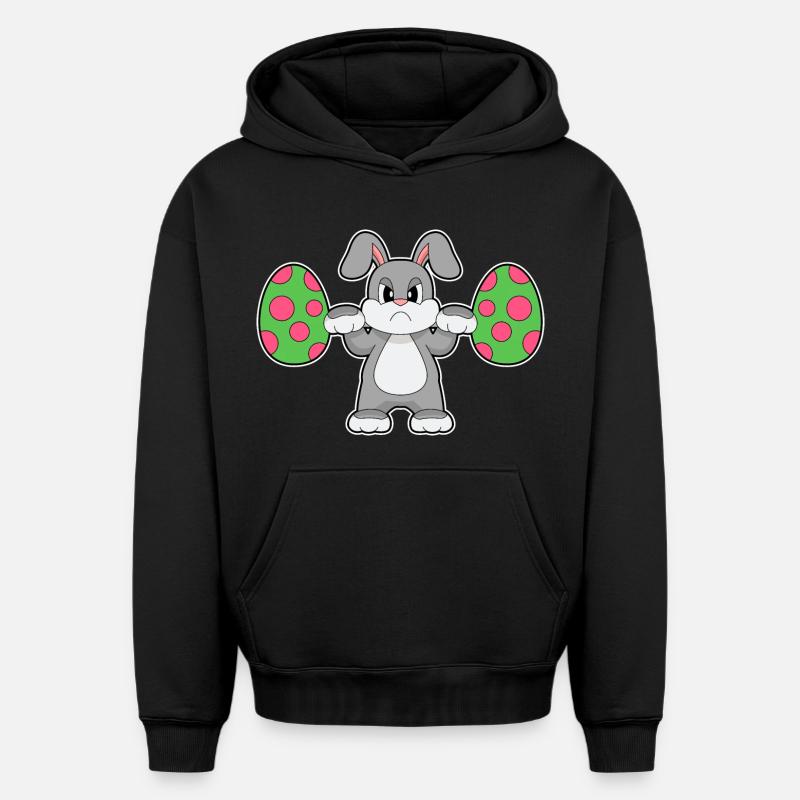 Culturisme de Pâques Bunny - Sweat à capuche unisexe oversize épais SPREAD - noir