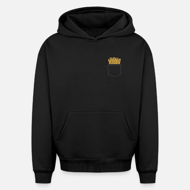 Pommes Frites - Sweat à capuche unisexe oversize épais SPREAD - noir