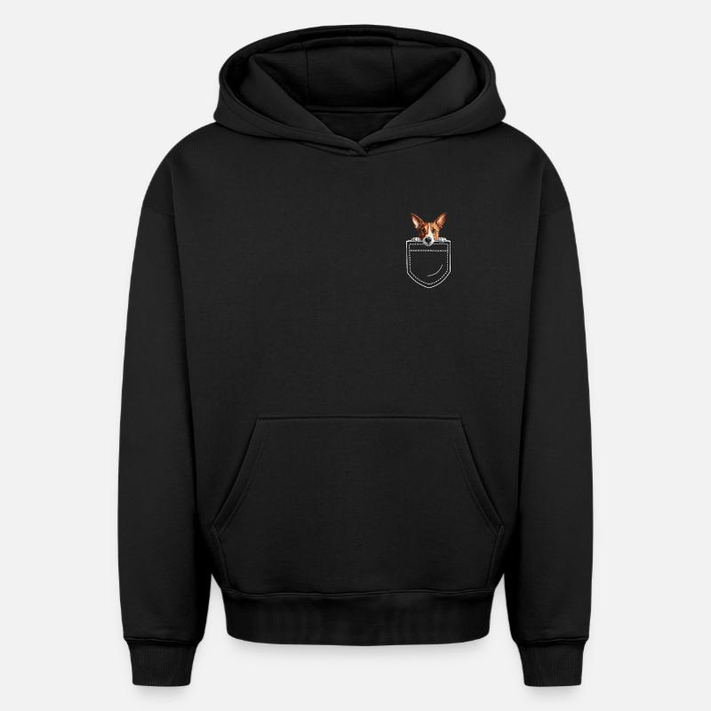 Chien Basenji - Sweat à capuche unisexe oversize épais SPREAD - noir