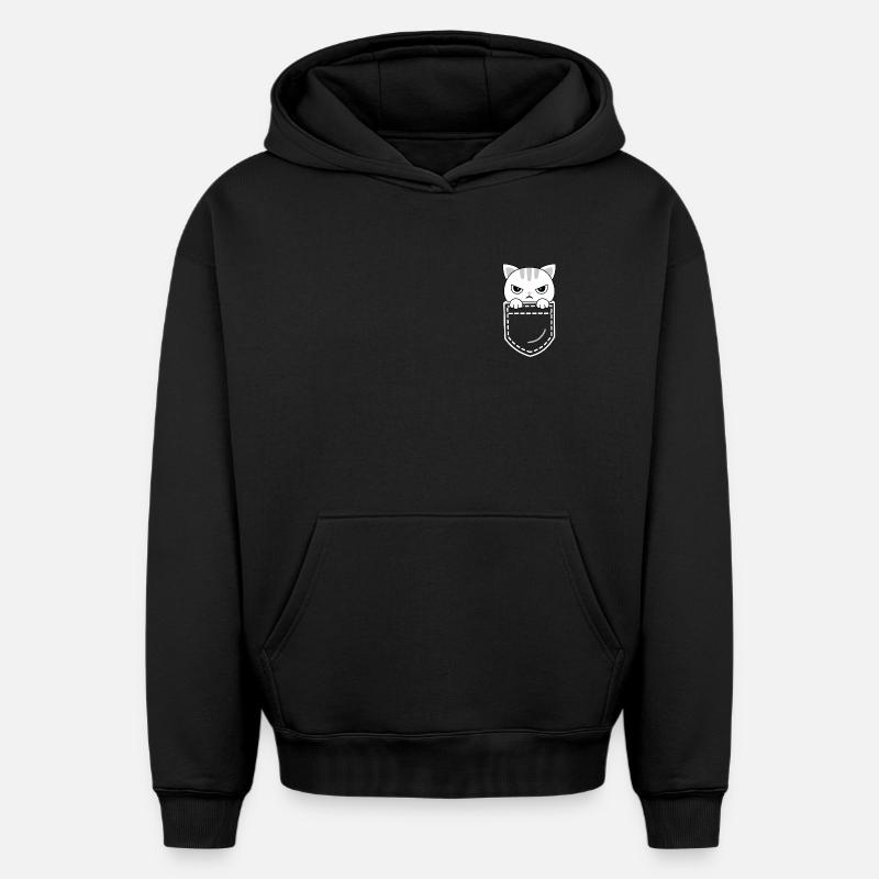 Chat Chats - Sweat à capuche unisexe oversize épais SPREAD - noir