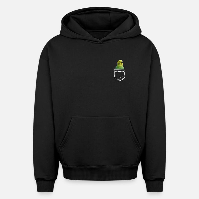 Perruche oiseau - Sweat à capuche unisexe oversize épais SPREAD - noir