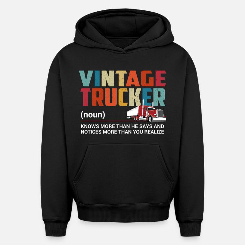 Camionneur - Sweat à capuche unisexe oversize épais SPREAD - noir