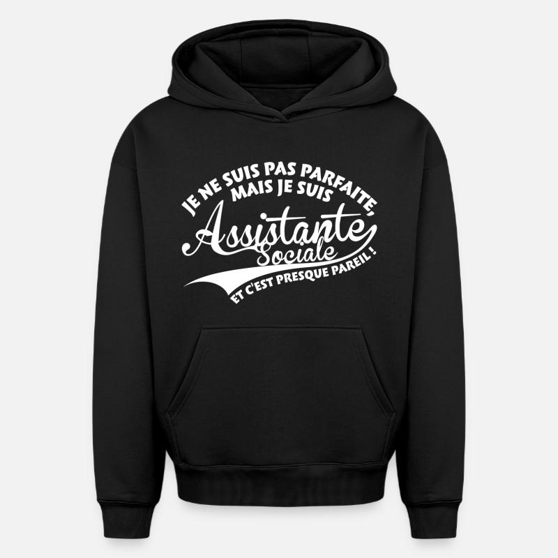 Parfaite Assistante Sociale - Sweat à capuche unisexe oversize épais SPREAD - noir