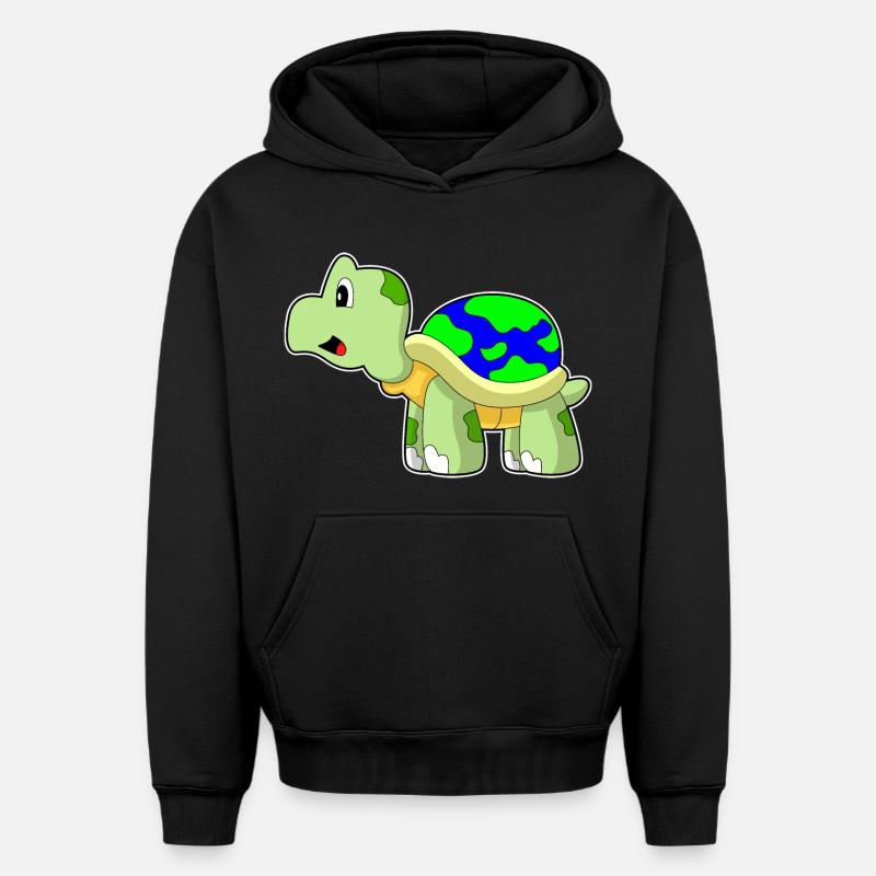 Terre Tortue - Sweat à capuche unisexe oversize épais SPREAD - noir