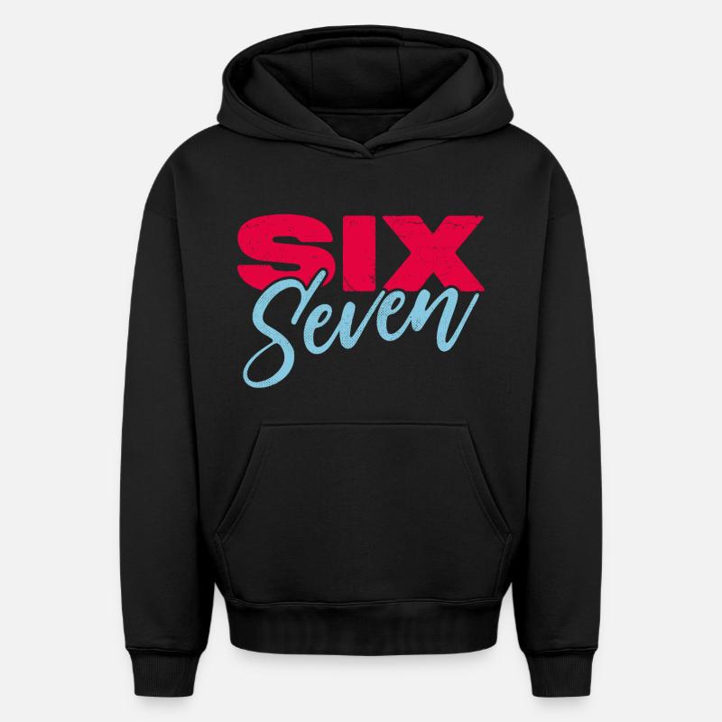 six sept - Sweat à capuche unisexe oversize épais SPREAD - noir