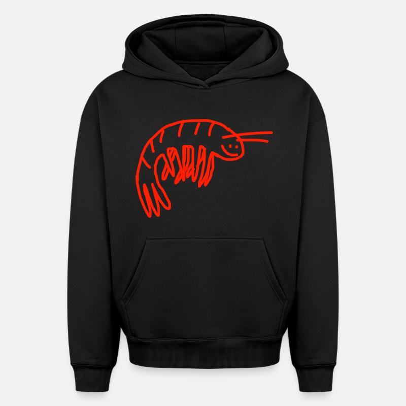 Crevette - Sweat à capuche unisexe oversize épais SPREAD - noir