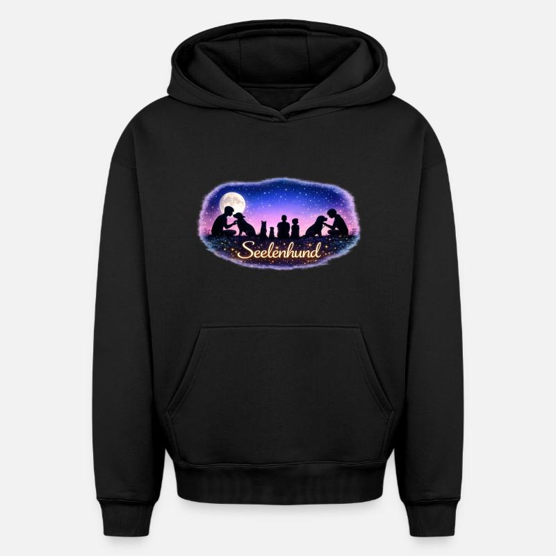 Amour du chien d’âme - Sweat à capuche unisexe oversize épais SPREAD - noir