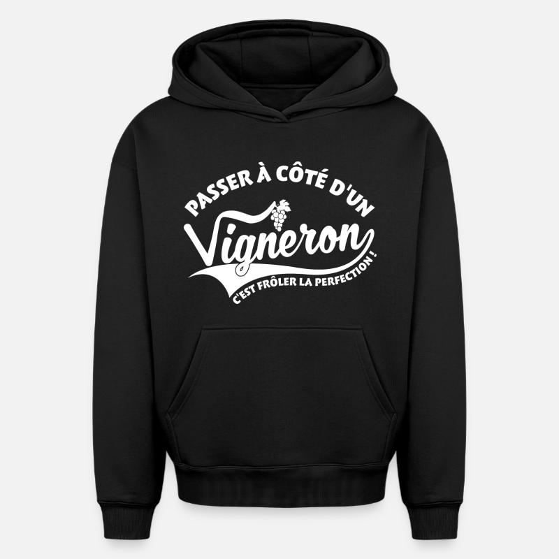 Vigneron Perfection - Sweat à capuche unisexe oversize épais SPREAD - noir