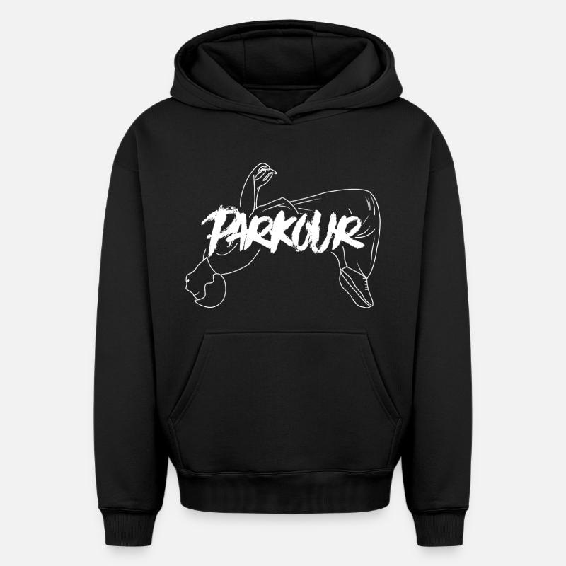 Parkour - Sweat à capuche unisexe oversize épais SPREAD - noir