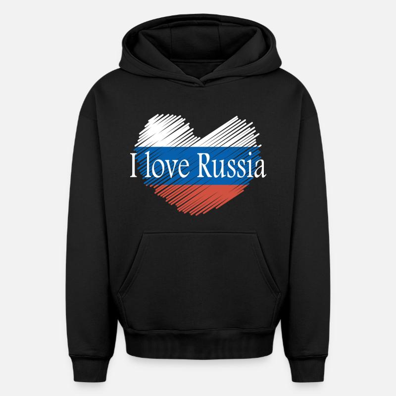 J'aime la russie - Sweat à capuche unisexe oversize épais SPREAD - noir