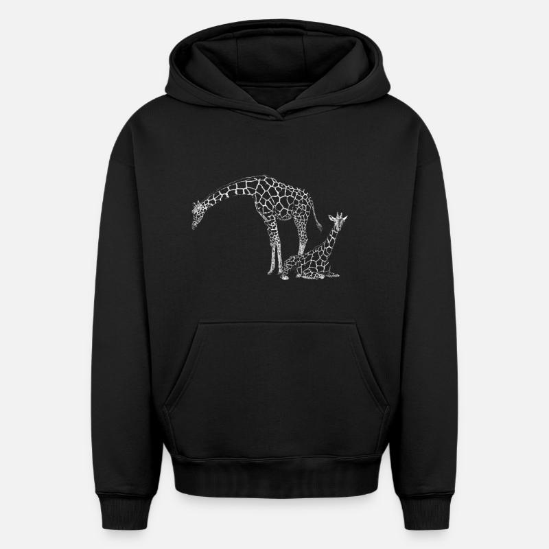 Girafes - Sweat à capuche unisexe oversize épais SPREAD - noir