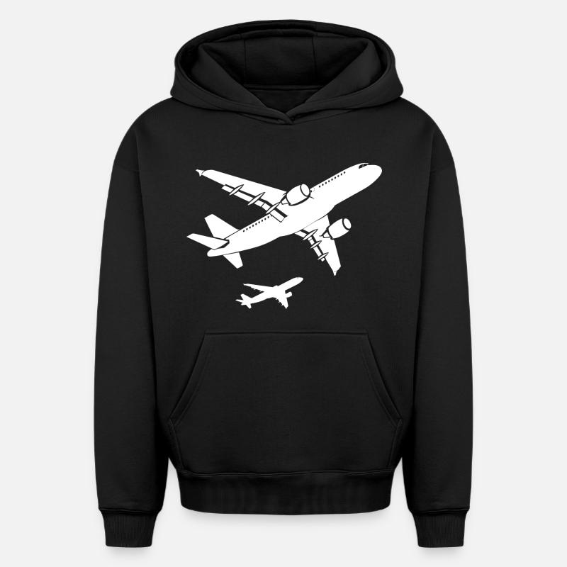 Dessin d’avion - Sweat à capuche unisexe oversize épais SPREAD - noir