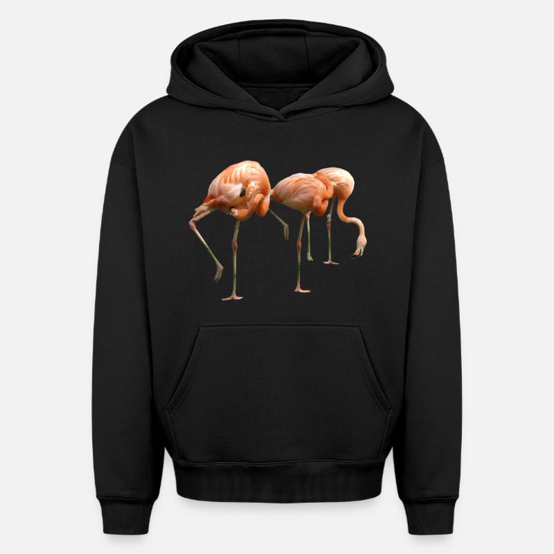 Flamant - Sweat à capuche unisexe oversize épais SPREAD - noir