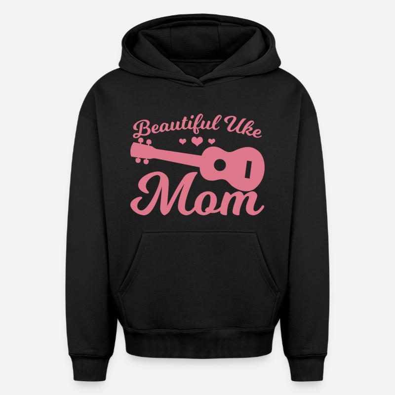 Uke Mama - Sweat à capuche unisexe oversize épais SPREAD - noir