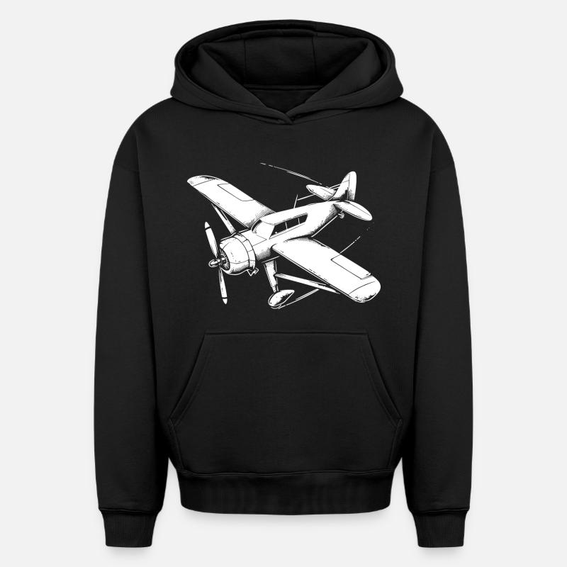 Dessin de plan d’hélice - Sweat à capuche unisexe oversize épais SPREAD - noir