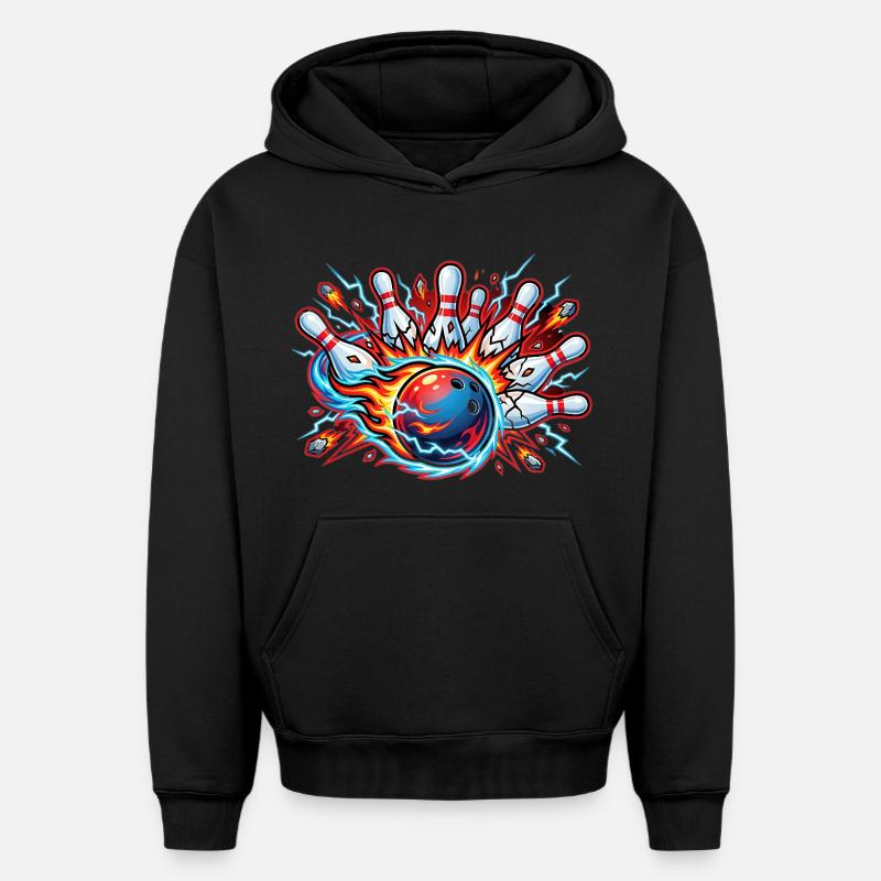Bowling - Sweat à capuche unisexe oversize épais SPREAD - noir
